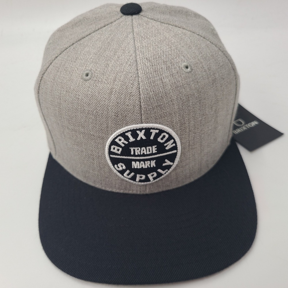 Brixton Hat Snapback Gray Black White Patch Logo Skate Surf Wool Blend Men